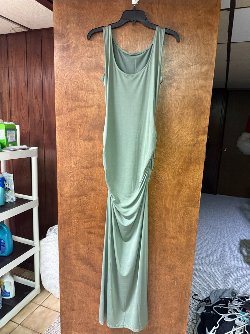 Sage Green Sleeveless Maxi Dress - Classic Tank Style